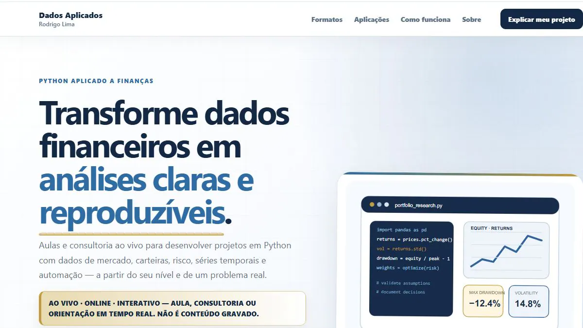 Capa do projeto Python para Finanças
